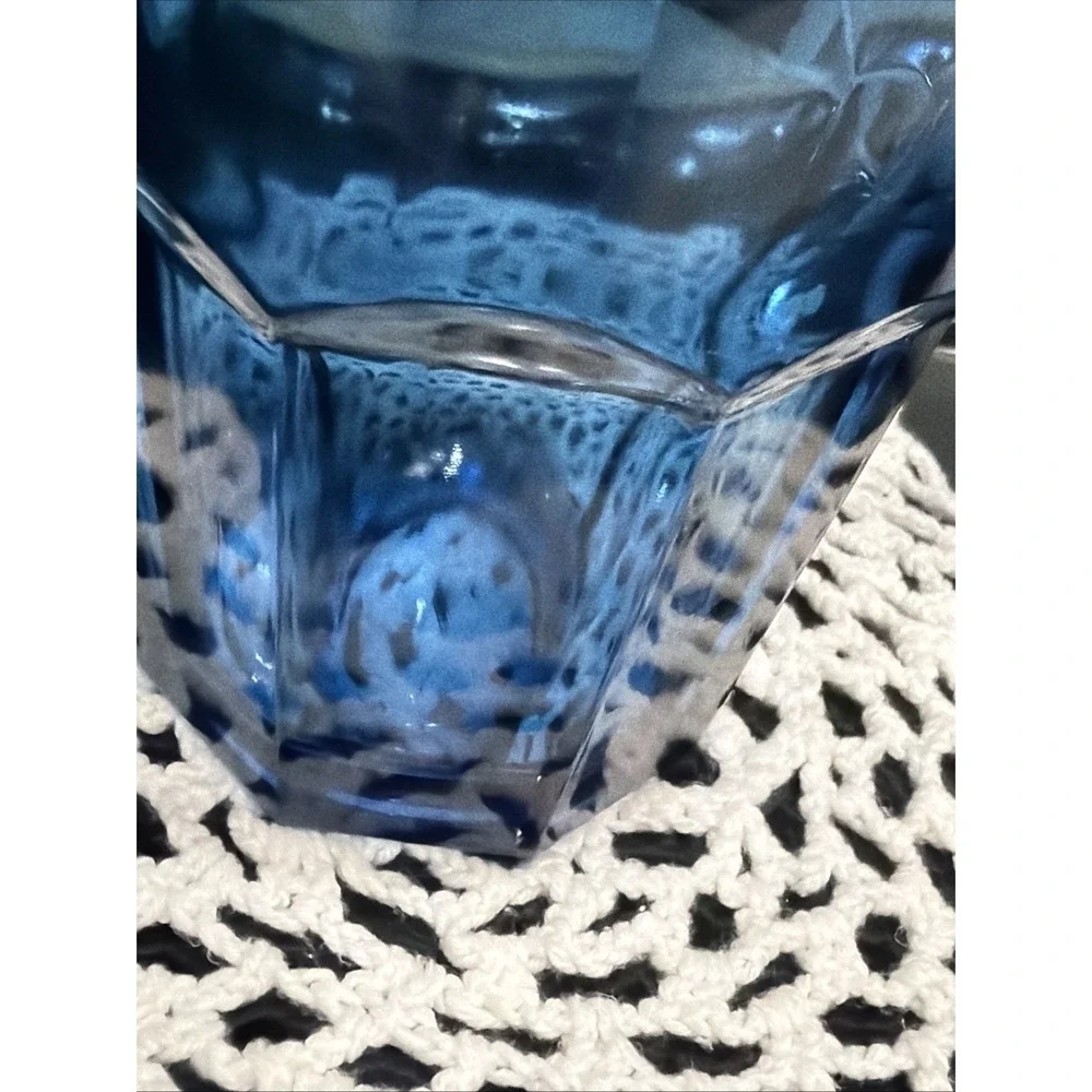 VTG Libby Crissa Boston Cobalt Blue 8 Panel Drinking Glasses‎ 12 Oz 5.25